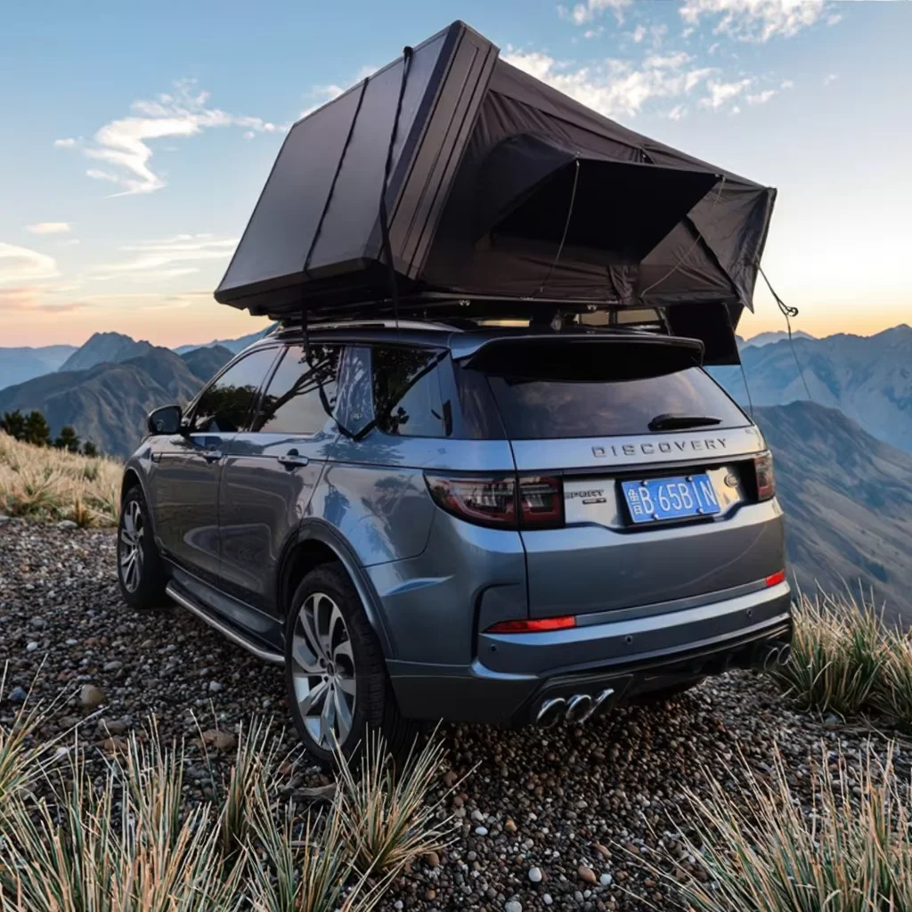

WJW DZ Advanced Customization Camping Aluminum 3 Person Outdoor Hiking Rooftop Top Car Roof Tent Clamshell Side Open Roof Tent H