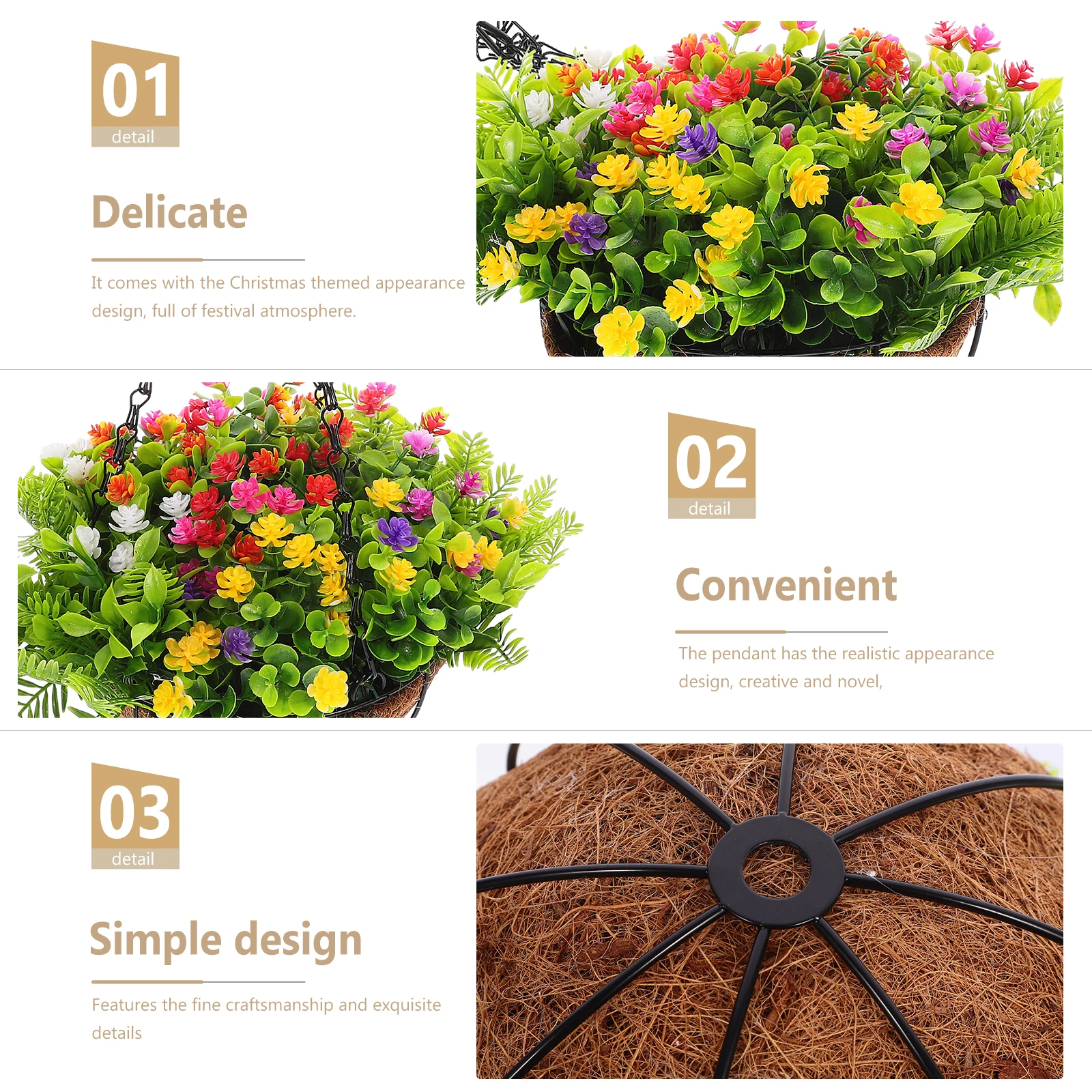 

Hanging Plant Pot Artificial Flowers Outdoor Indoor Decor Flower Basket Garden Hanging Pendant Plants Flowerpot Lifelike
