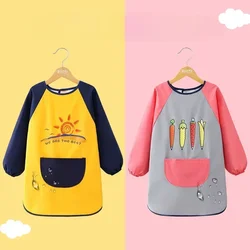 Children's Waterproof Drawing Clothes Kindergarten Cover Dining Bib Waterproof Reverse Dressing Boys' and Girls' Aprons