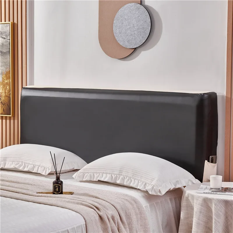 Solid Color Leather Bedhead Cover Anti Fouling Elastic Headboard Covers All-inclusive Waterproof Anti Scratch Bedhead Canopy