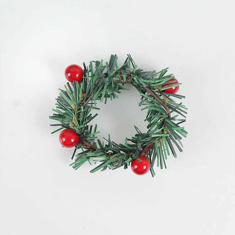 6 Pcs Red Fruit Pine Needle Flower Rings, Thanksgiving, Christmas, Wedding Table Decorations, Napkin Rings