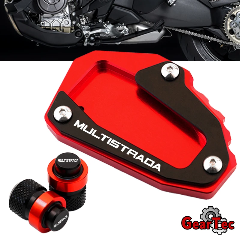 For Ducati Multistrada 950 1100 1200 1260 1200S 1260S V4 Motorcycle Accessories Kickstand Side Stand Extension Pad Valve Caps