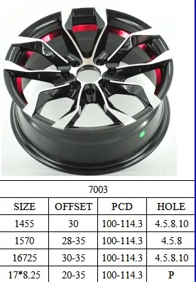 7003 New Design 14x5.5/15x7.0/16x7.25/17x8.25 Inch Passenger Car Alloy Wheels Rims For Car Sale