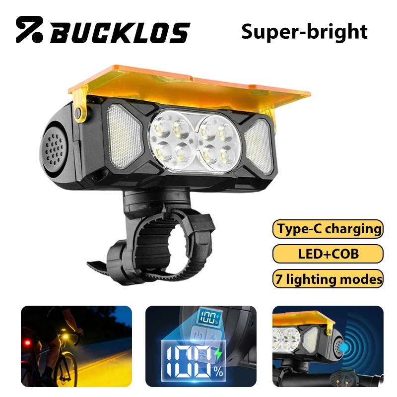 

3000mAh Bike Front Lights Super-bright Bicycle Headlight 120db Horn LED+COB Bicycle Lights 7 Modes Bike Light Front Cycling Lamp