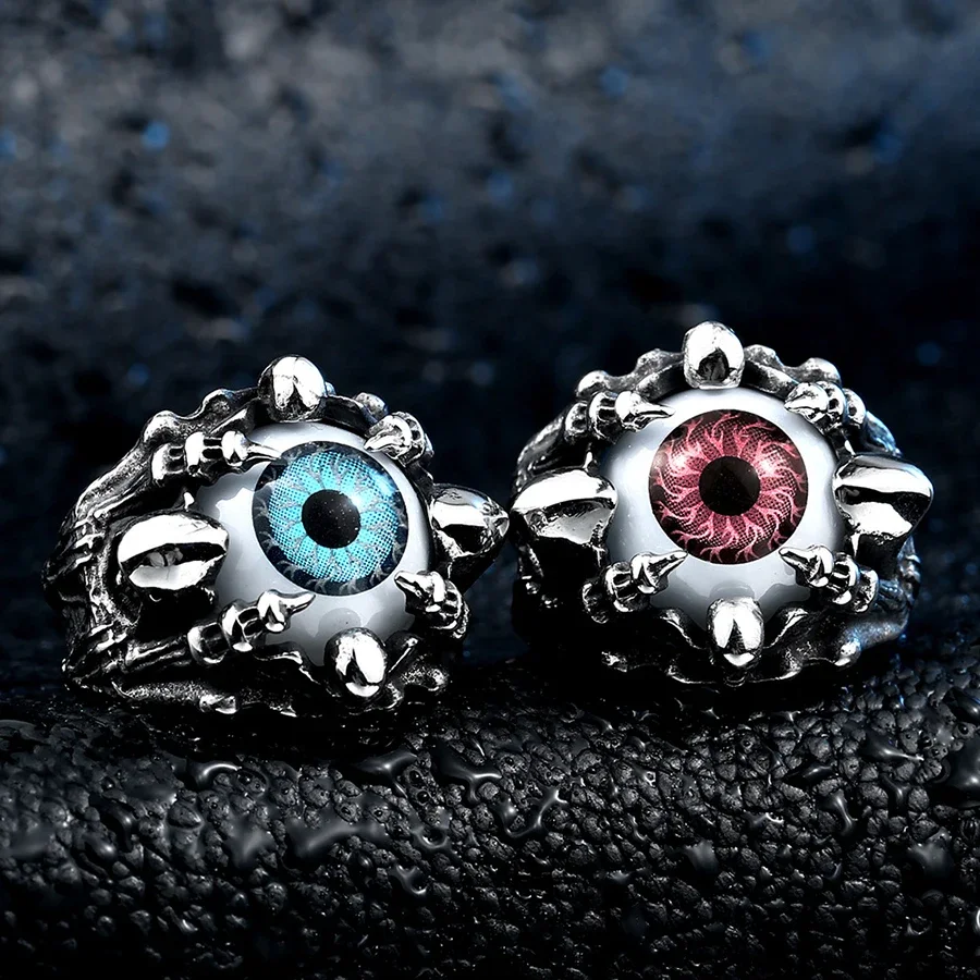 2024 New Fashion Hot Selling Exaggerated Devil's Eye Ring Hip Hop Style Evil Eye Ring Trend Punk Hand Jewelry for Men and Women