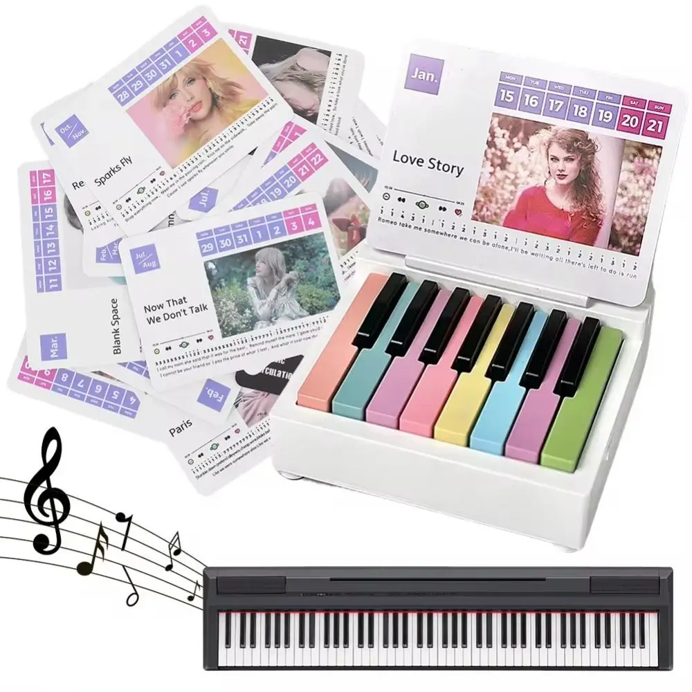 New 27 Music Calendar Cards Taylor Piano Calendar Mini Portable Desktop Ornaments ABS 52 Songs Birthday Gifts