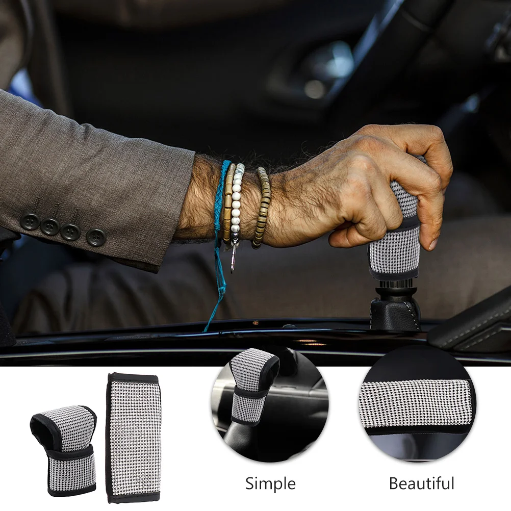 

2pcs Pu Handbrake Cover Gear Protector Universal Fit For Auto Handbrake Steering Rod Removable Easy Clean