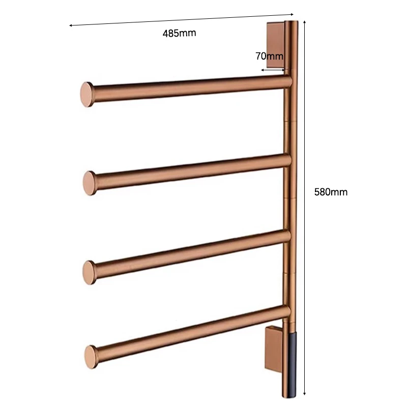 Imagem -06 - Toalheiro Aquecido Elétrico para Banheiro Aquecedor de Ouro Rosa Controle de Toque Timing Rail Aço Inoxidável Fios Escondidos ou Expostos