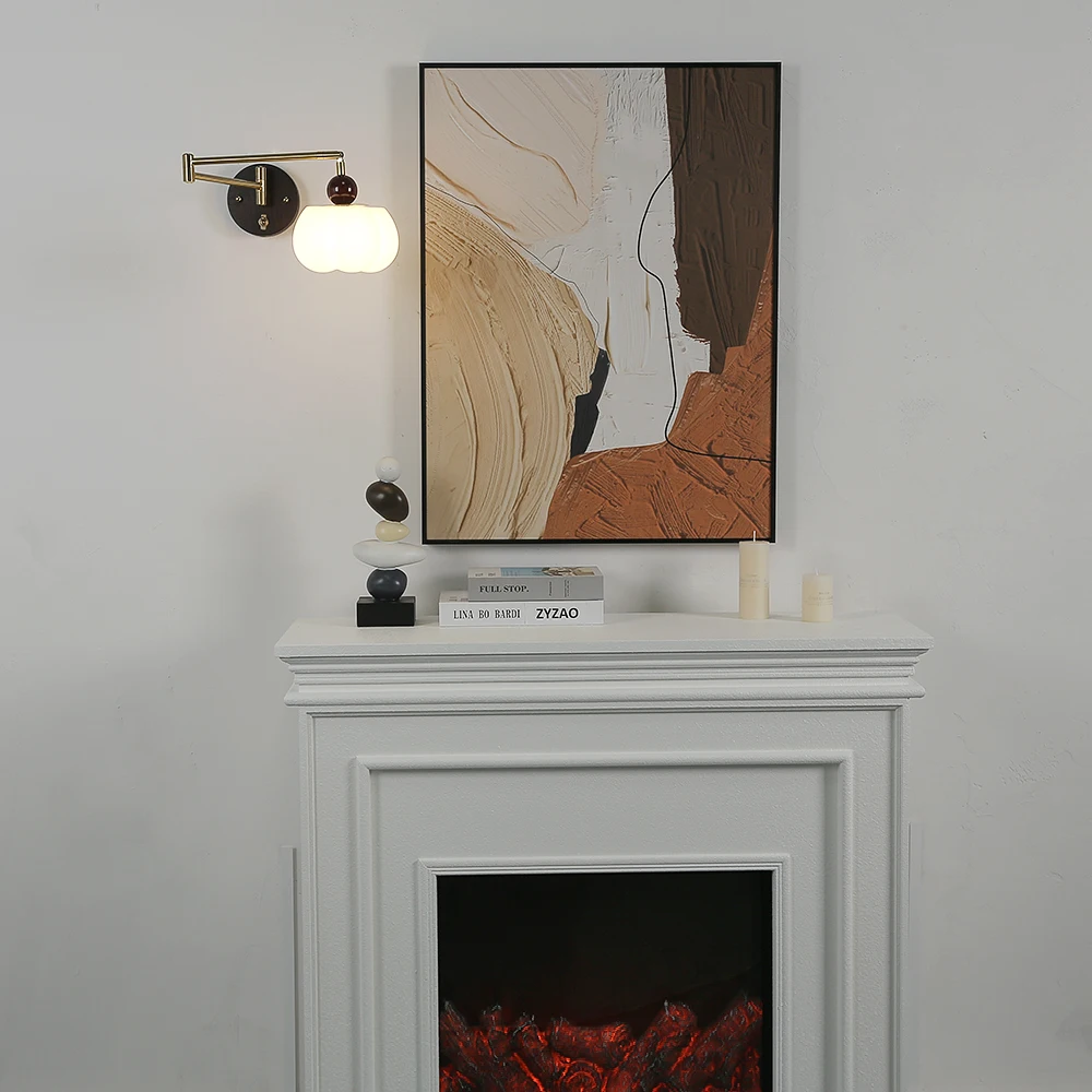 Modern Telescopic Swing Arm Wall Lamps Solid Wood Reading Lamp With switch Nordic Folding Rotatable Bedroom Bedside Wall Lights view 5