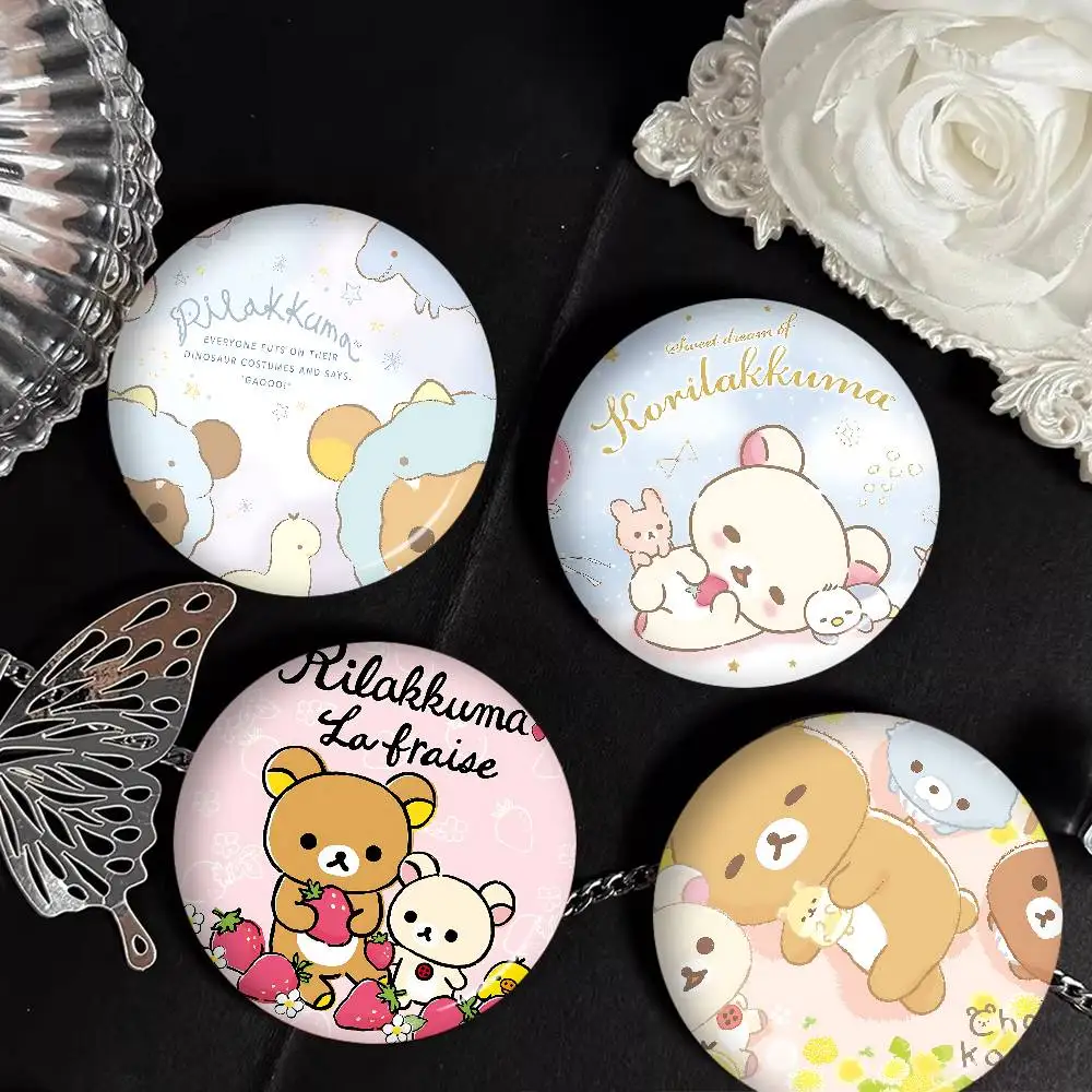 Popular Cute R-rilakkumas Bear Soft Button Pin Bright Printed Icon Gift For Friends Badge Collar Brooch Lapel Pin Metal