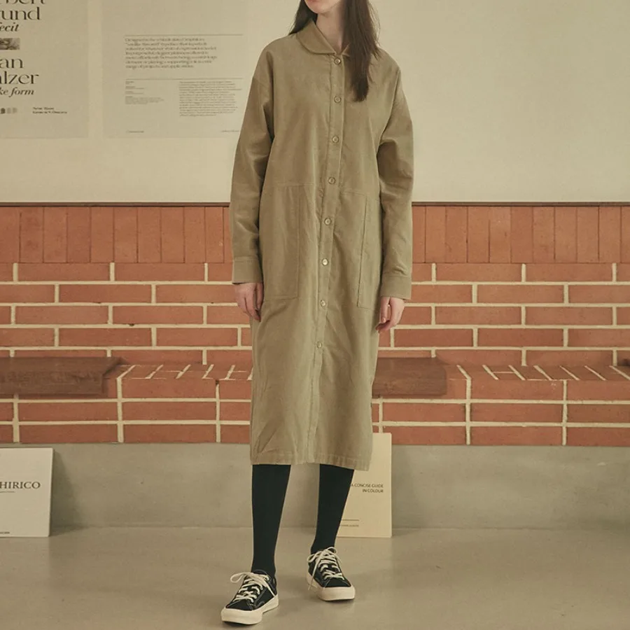 

【New style】[Clearance clearance clearance] All-matching corduroy dress, single, stacked, lazy retro casual long cardigan skirt