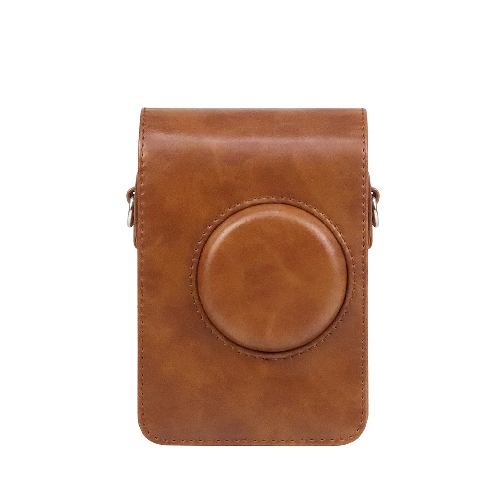 Fujifilm Instax Mini Evo 가죽 빈티지 카메라 가방 숄더 스트랩이있는 가죽 케이스에 적합한 인스턴트 카메라 보관 가방