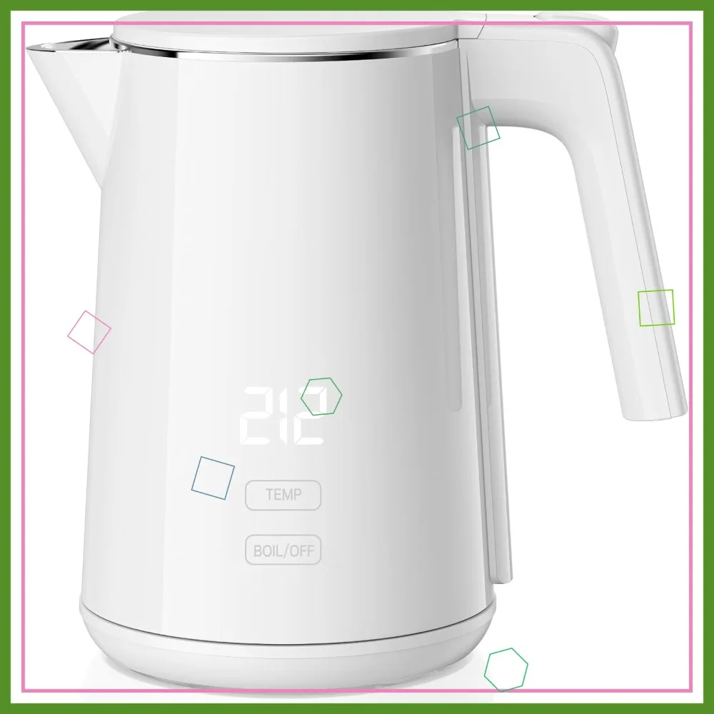 

Electric Kettle 1.0L 1200W Fast Heat Auto Shut-Off Stainless Steel Water Boiler with Temperature Control Keep Warm