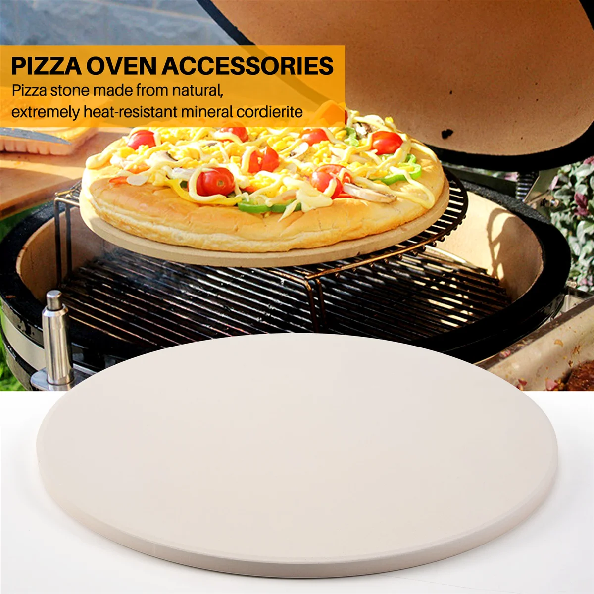 Placa de Pedra Redonda Cordierite Pizza, Pedra para Assar, Forno Grelhar, Cozinhar e Servir Pizza, Pão e Queijo, 30,5 cm