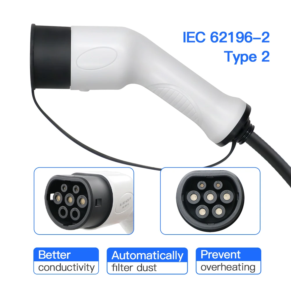 Goodcell 16A 3.6KW Type 2 IEC 62169-2 EV Plug To SAE J1772 Type 1 Socket 220-250V Extend Charger Adaptor With Cable 1M