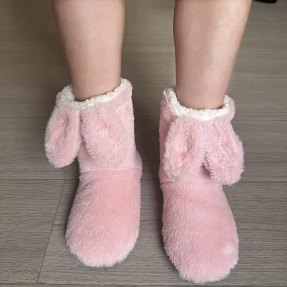 

Домашняя обувь Домашние сапоги с кроликом на флисовой подкладке и нескользящей подошвой Мягкая домашняя обувь без шнуровки Уютная теплая спальня Домашний офис