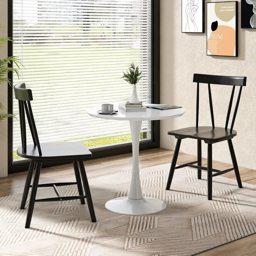

Set of 2 Windsor Dining Chairs - Rubberwood w/ Spindle Back, Wide Seat & 330LB Capacity