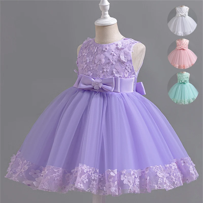 Flower Wedding Party Princess Dresses For Girls 2-10 Years Kids Birthday Tutu Ball Gown Children First Communion Casual Dresses