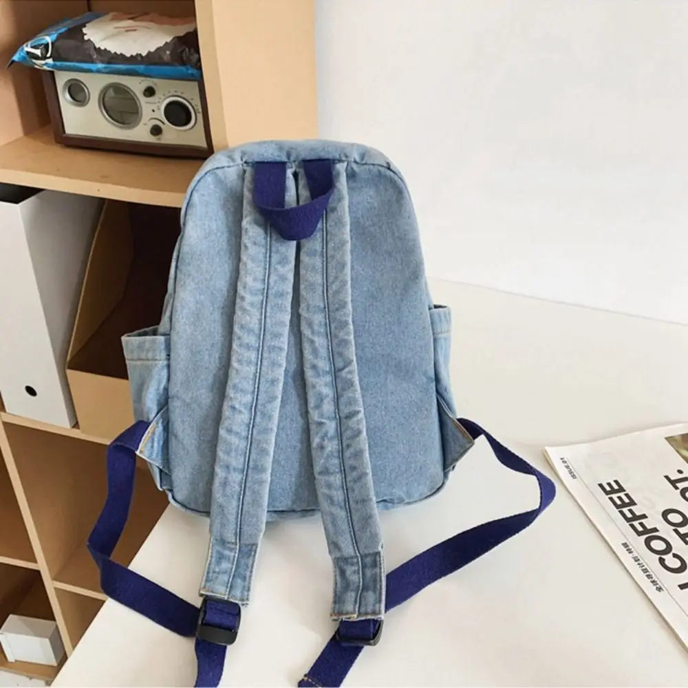 

Portable Y2K Denim Backpack Japanese Style Street Style Vintage Handbag Shopping Bag Large Capacity Solid Crossbody Bag Outdoor