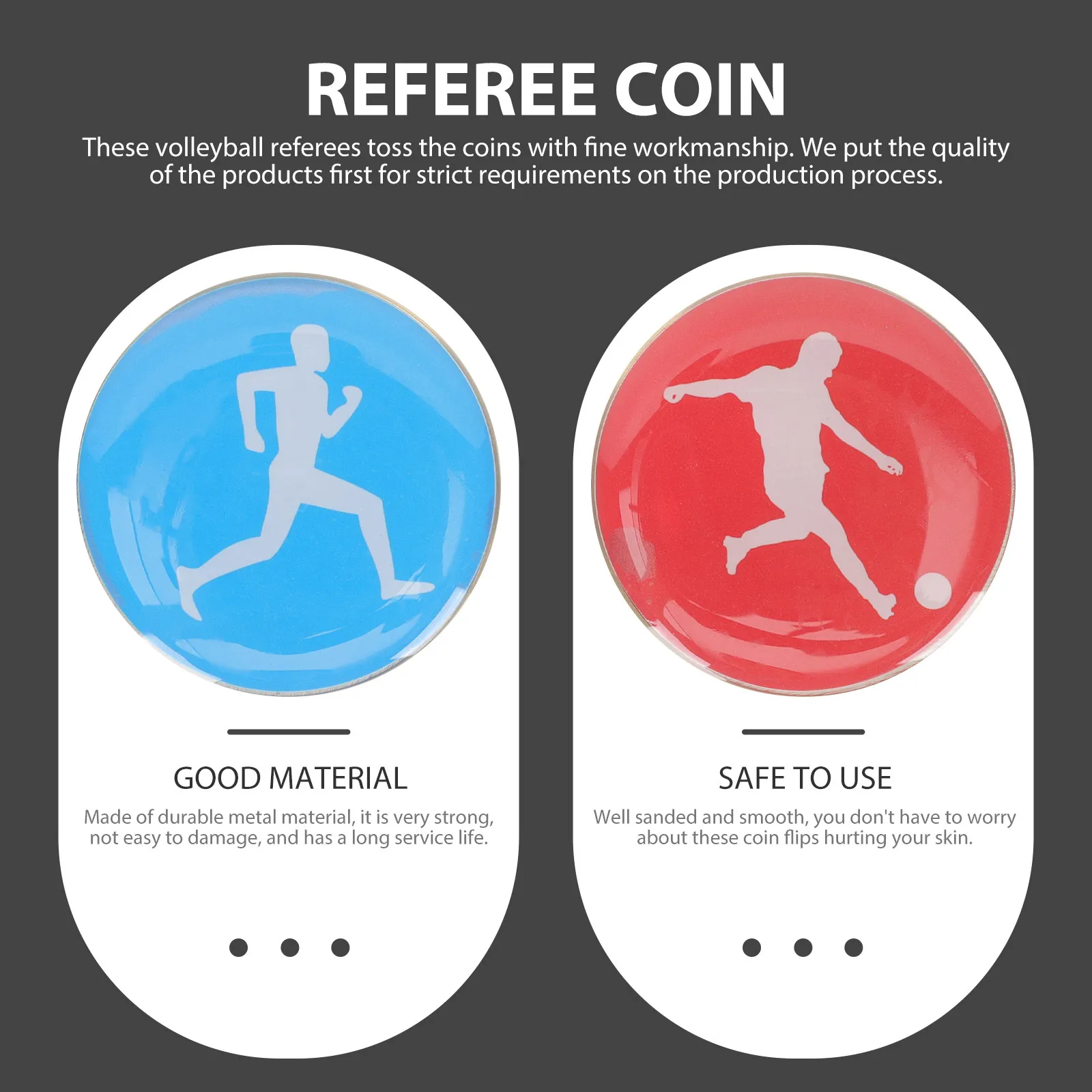 2Pcs Referee Flip Coin for Match Side Selection Fine Craftsmanship Smooth Safe Easy Carry Ideal for Volleyball Badminton