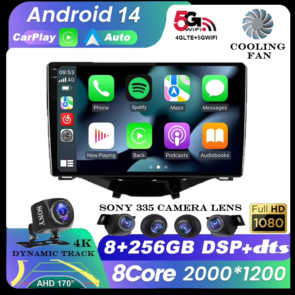 

Android 14 Car Radio For Toyota Aygo Peugeot 108 Citroen C1 2016 - 2020 Auto Multimedia Player Stereo 4G WIFI Carplay 360 Camera