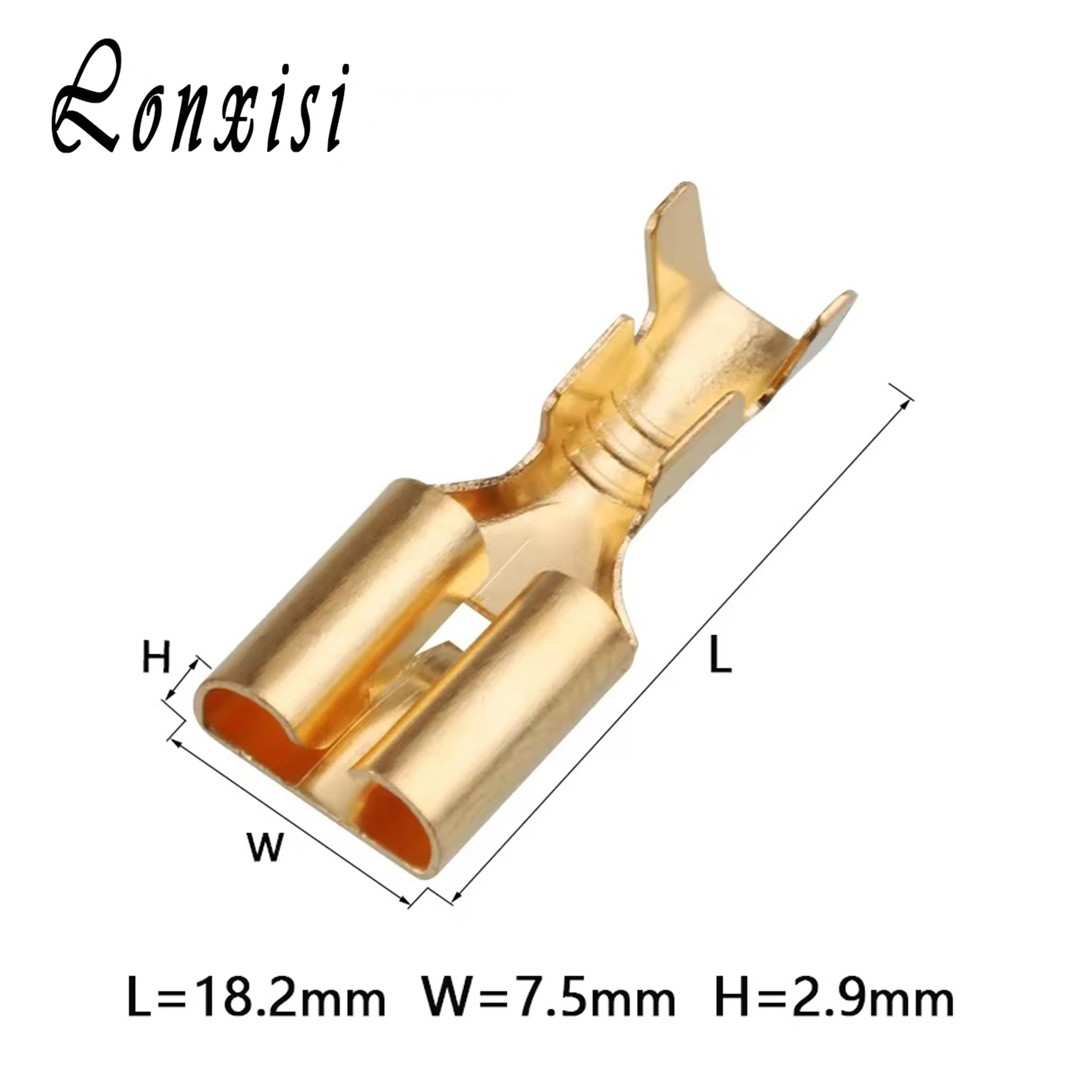 

50/100/200/500 Pcs Brass Gilded 6.3MM Female Spade Crimp Terminal Brass Wire Connector For Car Relay DJ623-E6.3B DJ623-E6.3C