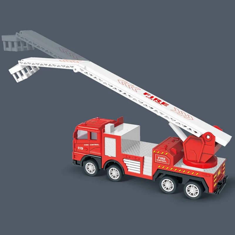 Diecast Feuerwehrauto Modell Simulation Zurückziehen Leiter Feuer Kampf Spielzeug Rettungs Auto Trägheit Feuer Spielzeug Kinder Feuerwehrmann Lkw – Detail 5