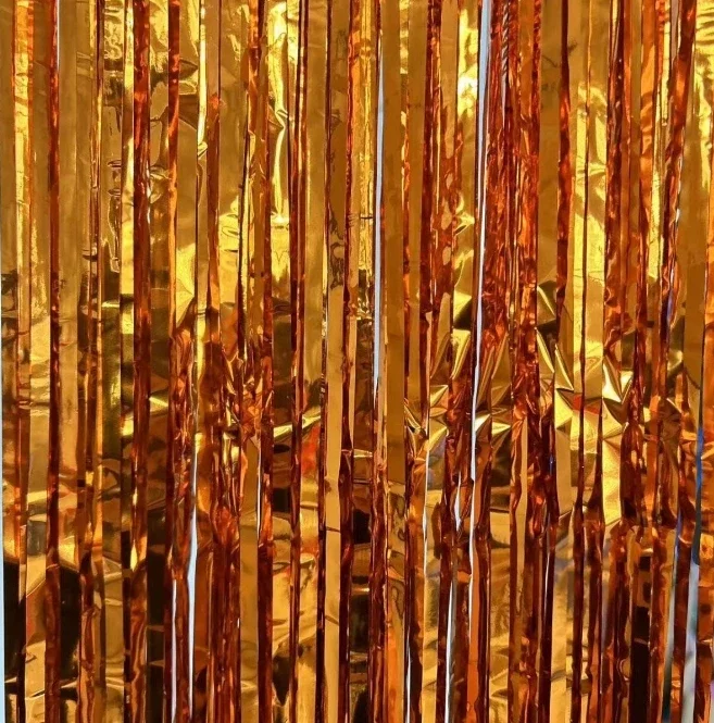 오렌지 블루 도그 호일 프린지 커튼, 생일 파티 용품, 바다 밑 인어 테마, 성별 공개 파티 장식 배경