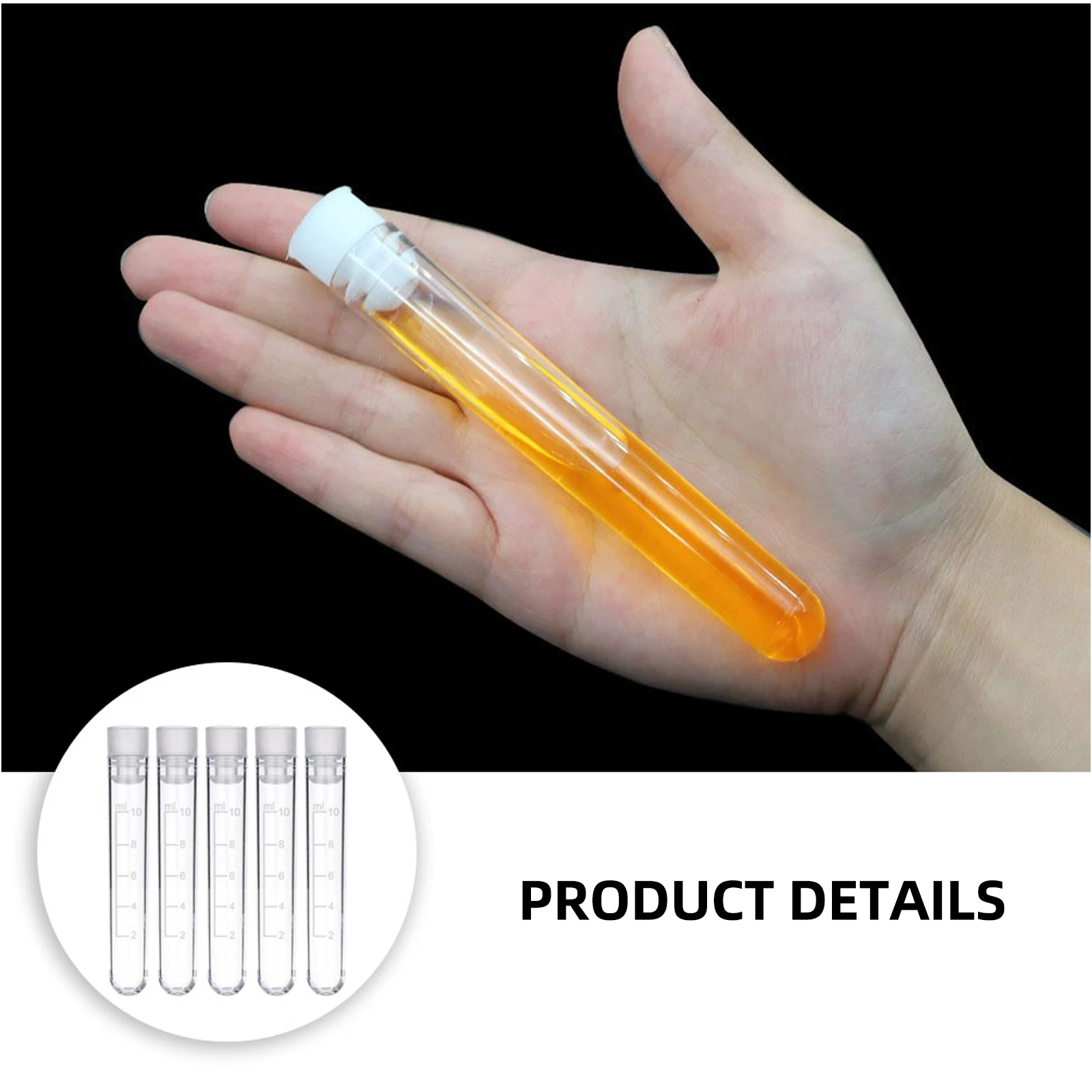 50pcs Test Tubes Plastic Storage Containers Stoppers for Teaching Labs Safe Liquid Sample White Equipment