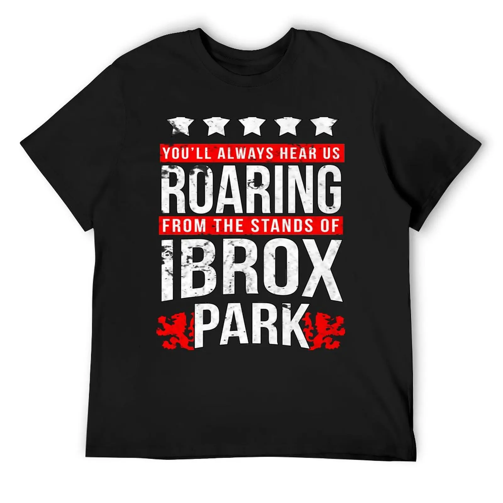 Glasgow Rangers Ibrox Roar (Distressed Look) T-Shirt basketball graphic tees summer tops heavy weight t shirts for men