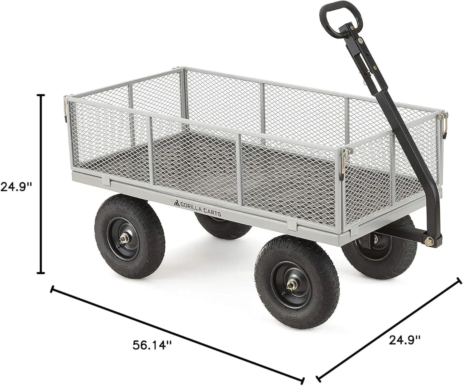 1000 Pound Capacity Heavy Duty Steel Mesh Versatile Utility Wagon Cart with Easy Grip Handle for Outdoor Hauling and Gardening