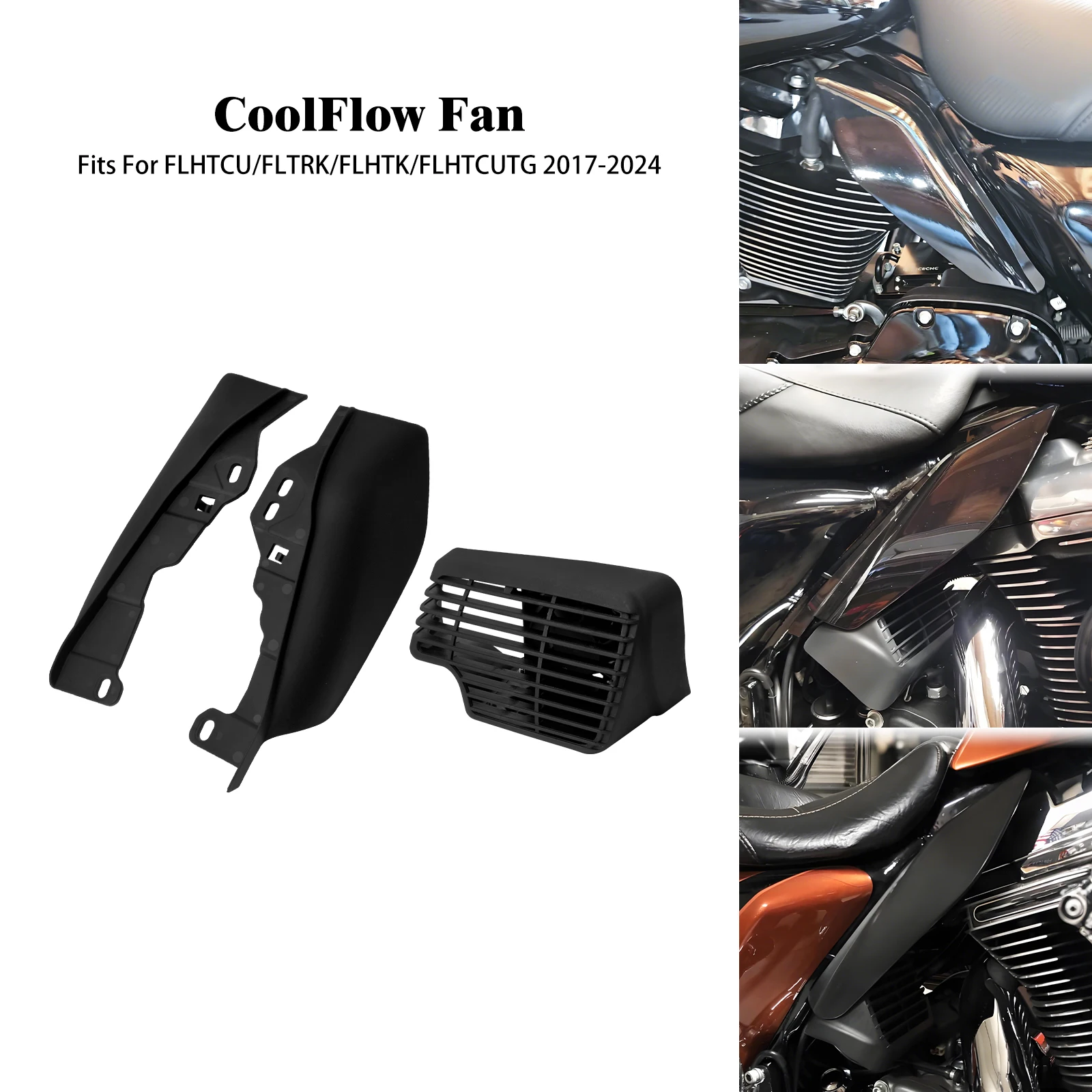 

Вентилятор CoolFlow для мотоцикла с теплоотражателем средней рамы, охлаждающий вентилятор, щиток для Harley Touring Road Electra Glide FLTRK 2017-2024
