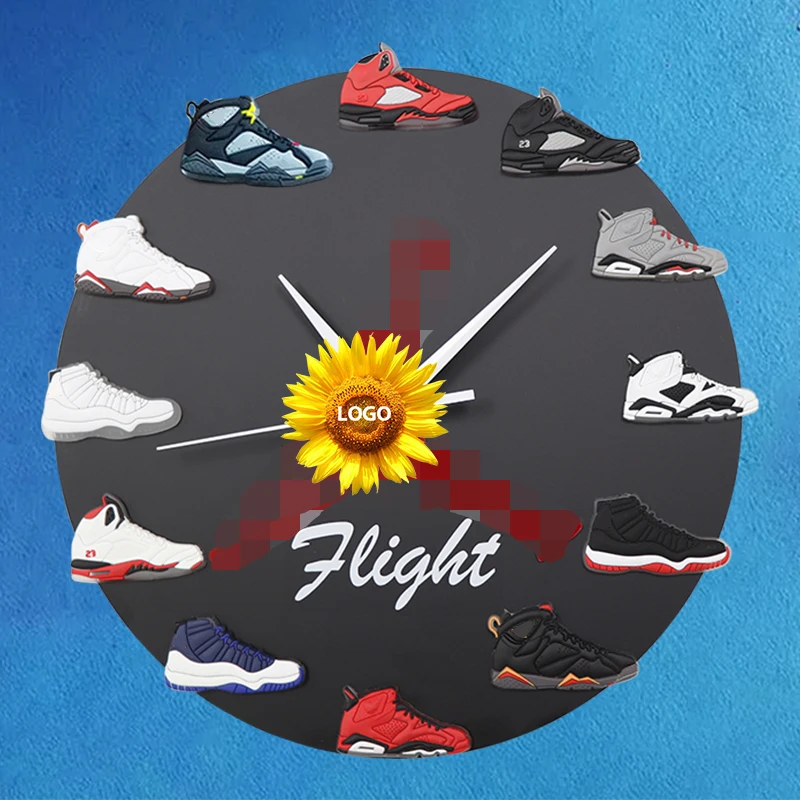 3D Basketball Shoe Wall Clocks Creative Sneakers Clock Flight Wall Clocks Modern Design Children Room Clock Boy\'s Birthday Gifts