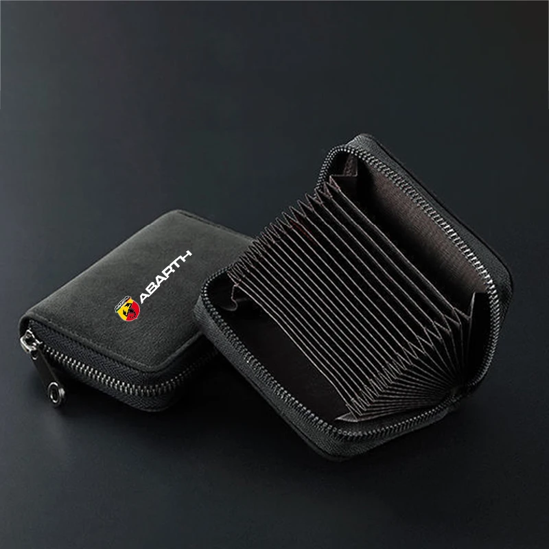 Tarjetero de cuero de gamuza para hombre, billetera minimalista, regalos para Abarth Punto 124, 125, 500, 595, 695, 500C, 500X, 5CC, 695C, Fiat Viagg