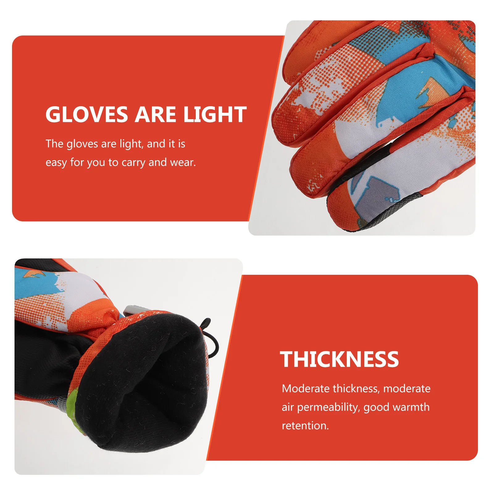 1 زوج قفازات التزلج مقاومة للرياح قفازات الشتاء الدافئة للرياضة في الهواء الطلق سميكة ملابس اليد المضادة للبرد حماية والعتاد