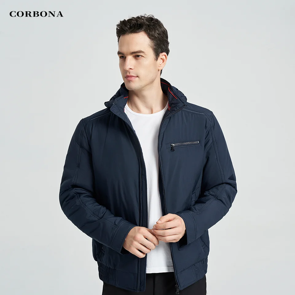 CORBONA Autumn Men Jacket Cool Winter Outdoor Fashion Light Coat Blue Daily Work Clothes Mountain Fishing Camping Upscale Gift