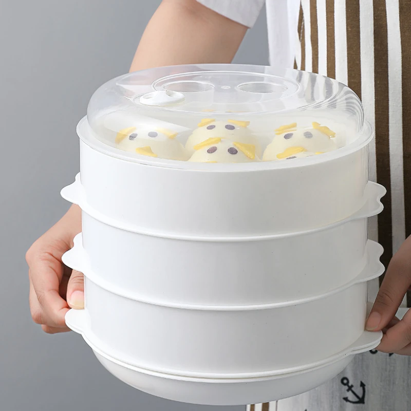 Steamer Cooker New Microwave Cooking Mantou Heating Plastic Steamer with Cover Cookware Kitchen Gadgets and Accessories