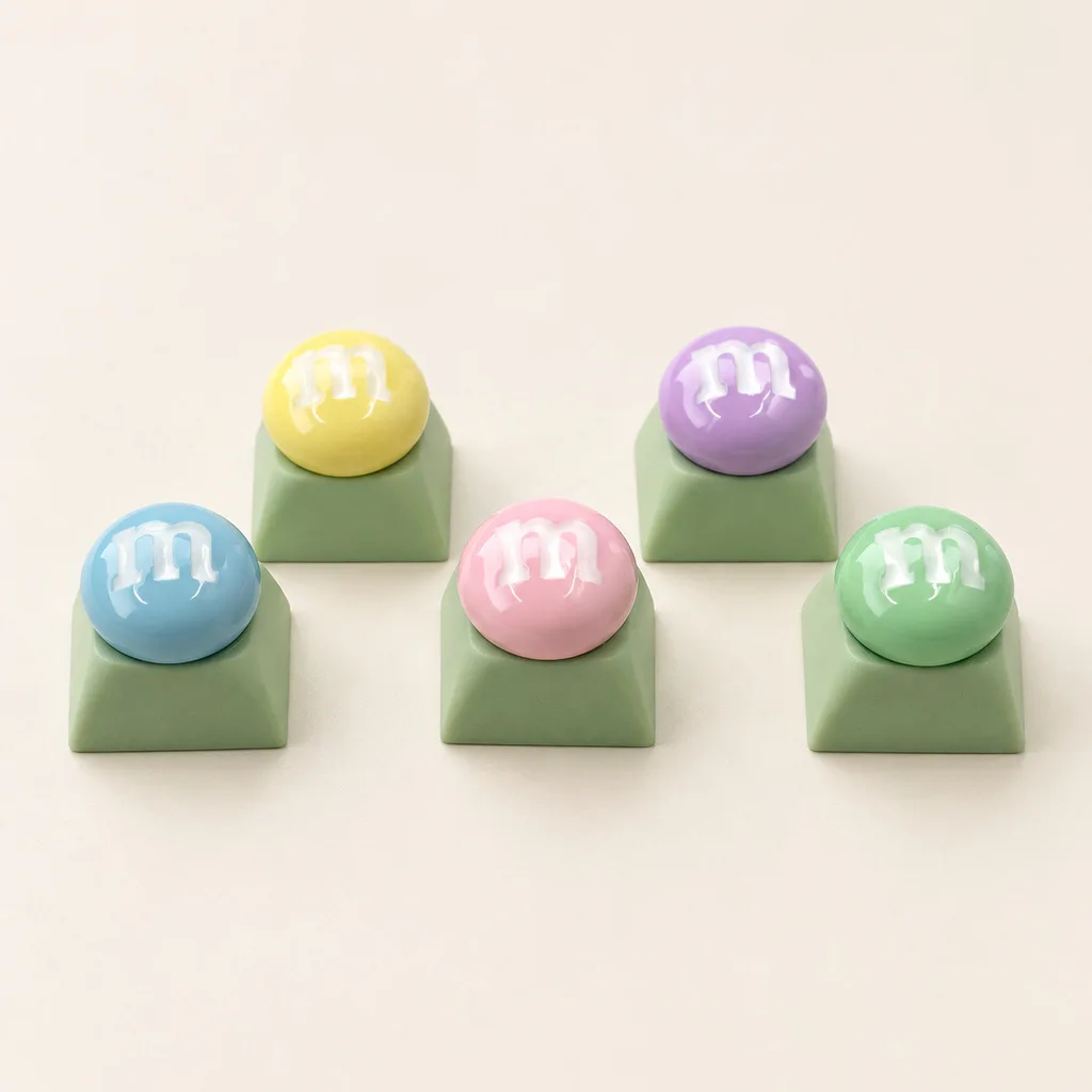 Glossy Round Artisan Keycap Single Epoxy Resin Dome Colorful Macaron Cute Custom Novelty for Mechanical Keyboard Cherry MX ESC