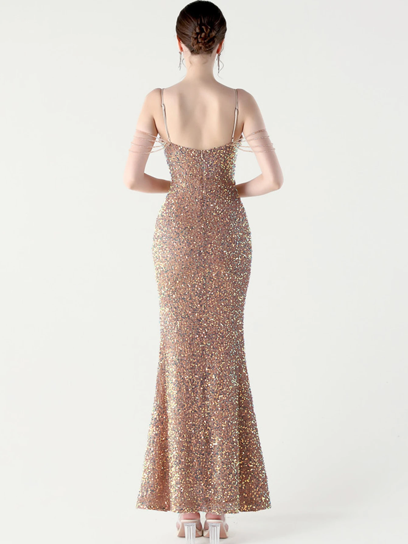 Sexy sem costas festa vestidos longos 2025 mulher lantejoulas aniversário vestido de verão feminino elegante cocktail baile de formatura vestidos de noite hl
