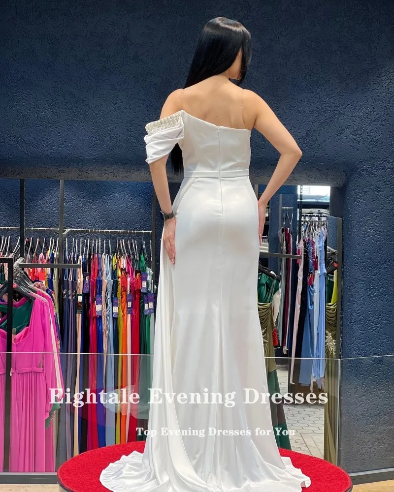 Eightale Nuovi abiti da sera con spalle scoperte in rilievo con perle Sirena in raso Abito da cerimonia nuziale personalizzato Prom Robe De Soirée