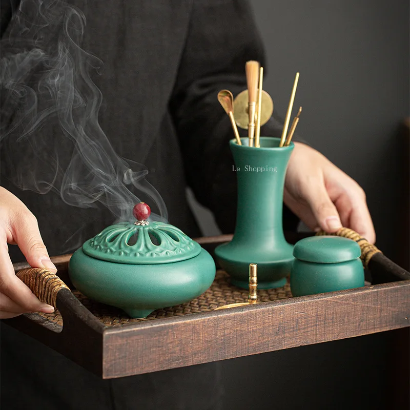 Ceramic Incense Burner Tool Set Incense Seal Chopsticks/ash Press/spoon/broom/shovel indoor Purify The Air Religious Supplies