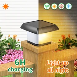 intelamp Outdoor Solar Post Light Solar Post Cap Fence Light with Remote Control Three-Color Adjustable Waterproof Outdoor Solar
