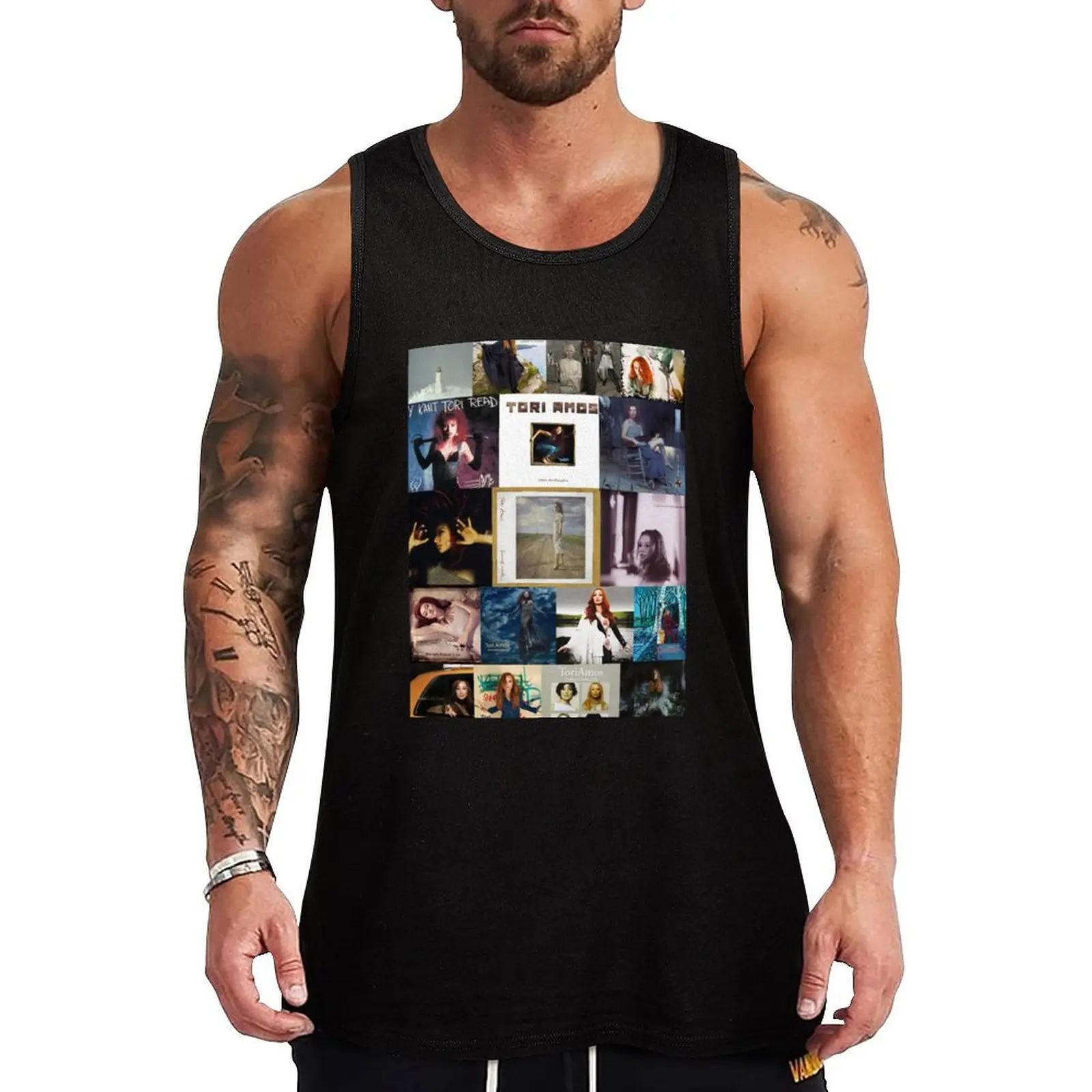 Tori Amos Album Records Collage Collection Print Tank Top sports t-shirts for men gym accessories men