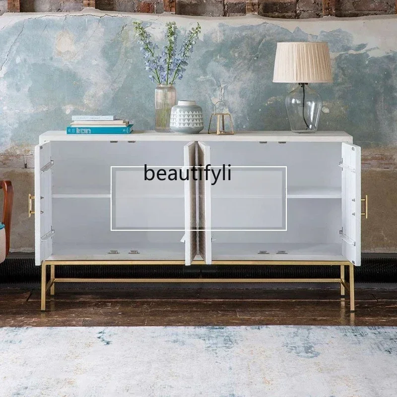 X American solid wood dining side cabinet light luxury living room TV cabinet porch storage partition cabinet