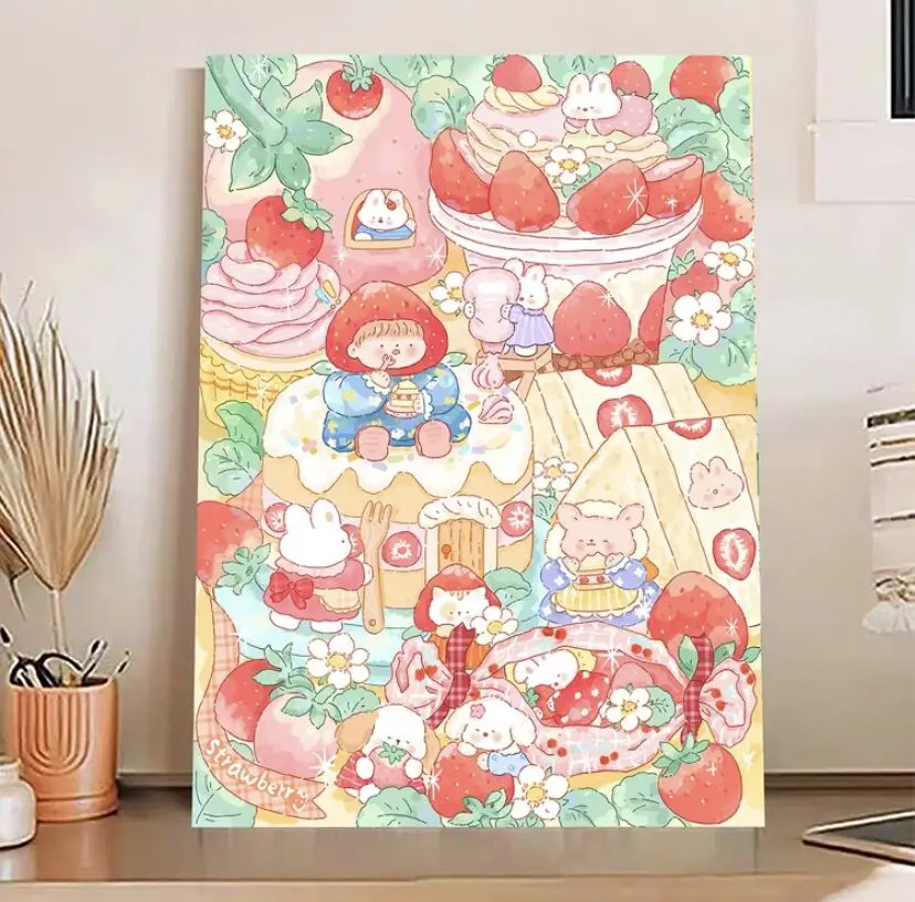

9ct 60x80cm Cake Rabbit Girl Embroidery DIY Chinese Style Printed Kits Cross Stitch Needlework Set Home Decor Crafts