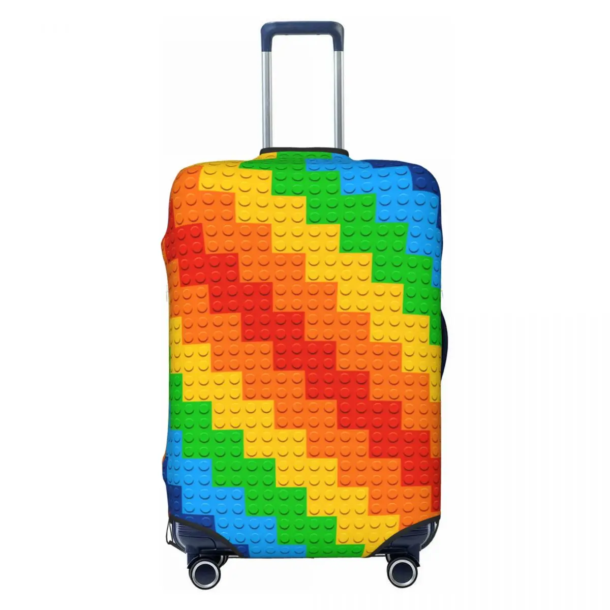 Rainbow Gradient Striped Building Blocks Art Suitcase Cover Travel Holiday Elastic Luggage Supplies Protection