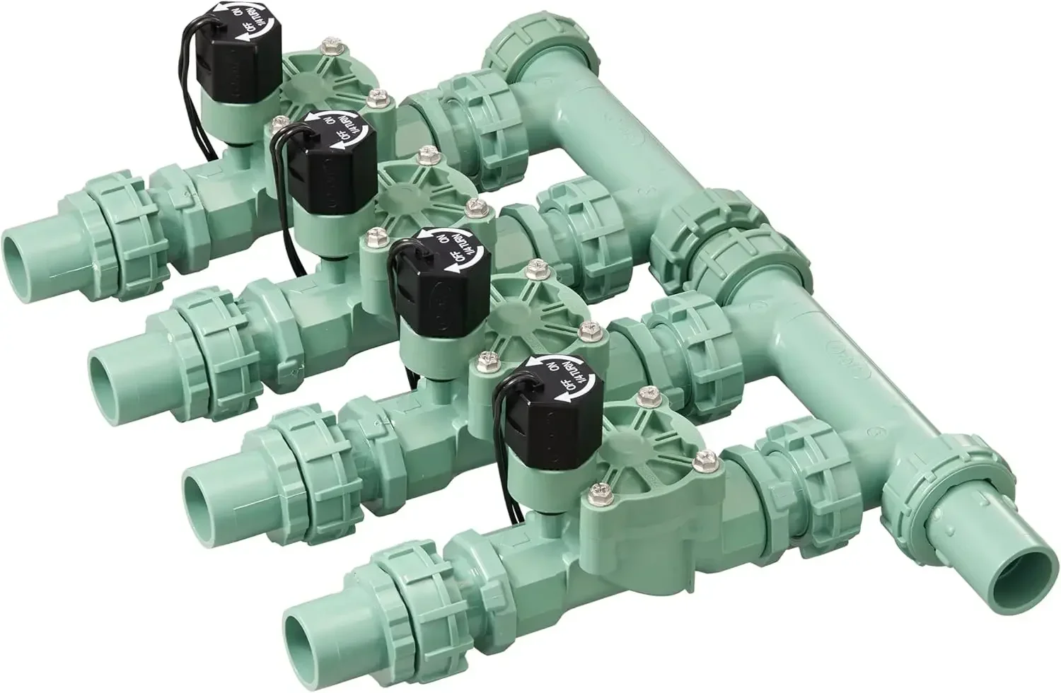 

57257 4-Valve Preassembled Sprinkler Manifold – Easy Install, Smart Controller Compatible, Works with PVC & Poly Pipe, Includes