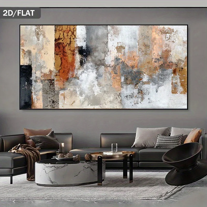 

1pc Wall-Filling Modern Abstract Canvas Painting Minimalist Earth Tone Art Prints for Living Room Frameless, 2D Flat Poster