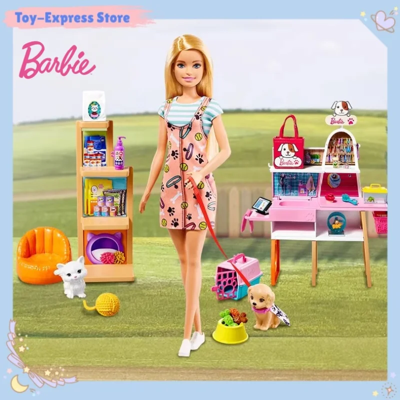 

Barbie Doll Pet Store Set Playhouse Toys Accessories Miniature Furniture Cat Dog Model Girls Kids Toys Children Birthday Gift