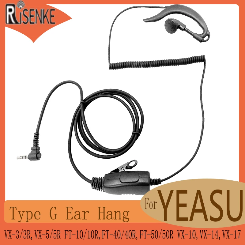 RISENKE-G Type Walkie Talkie Earpiece for YEASU VX-3 3R,VX-5 5R,FT-10 10R,FT-40 40R,FT-50 50R,VX-10,VX-14,VX-17,Headset with PTT